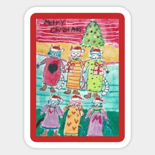 Merry Christmas cat art Sticker